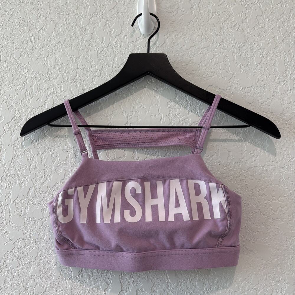 Gymshark Urban Sports Bra Front Spell Out Cut Out At Back Size Xs Purple